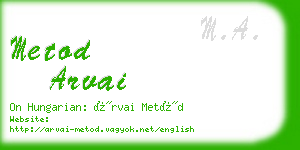 metod arvai business card